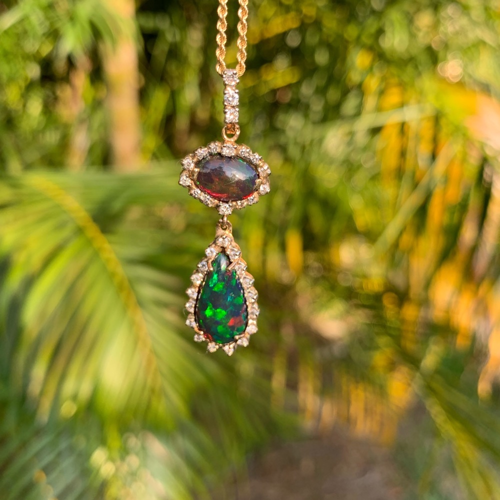 2-3*carat stones, black gem opal pendant